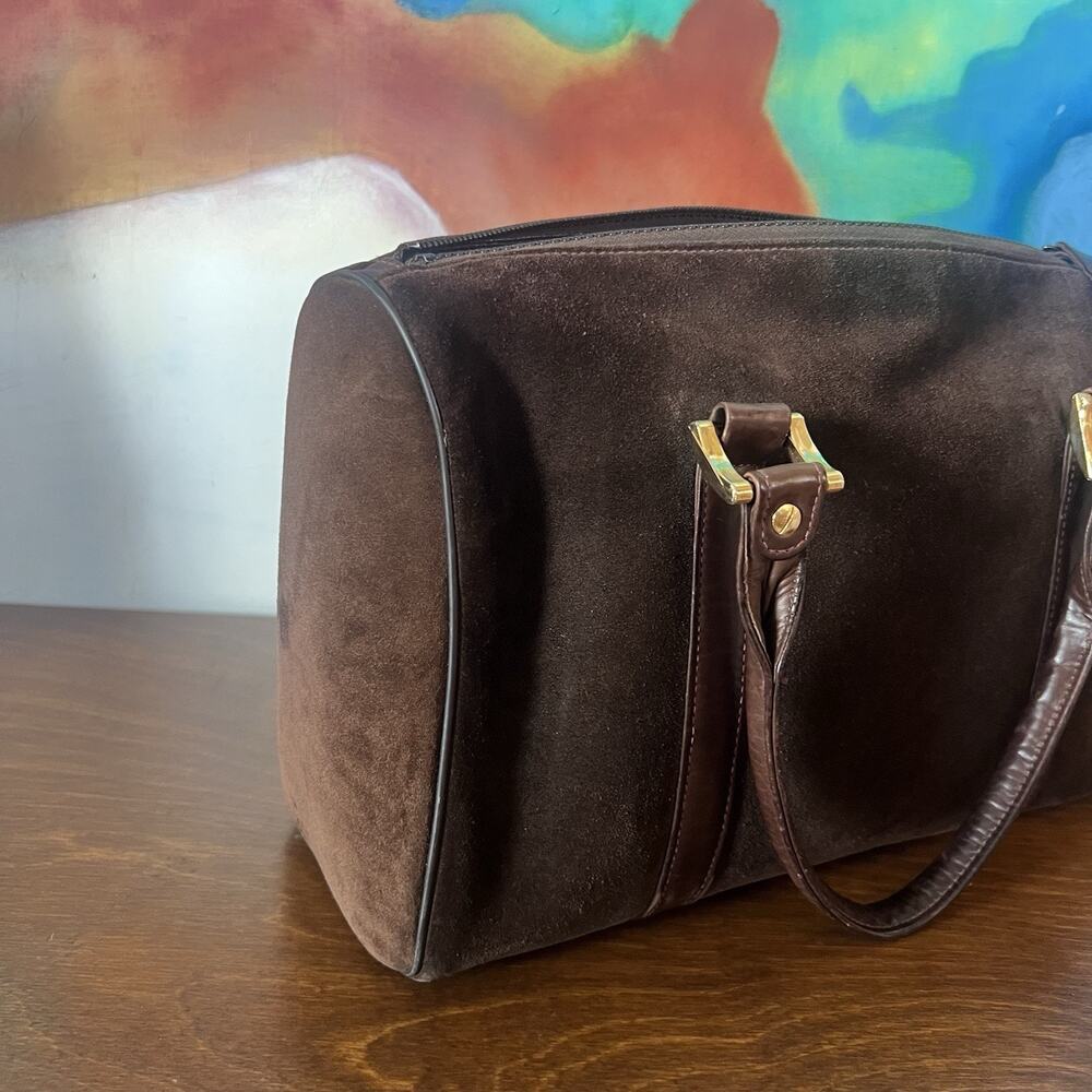 Vintage 80s Susan Gail Brown Leather Satchel Purse With Gold Hardware - Picture 6 of 6